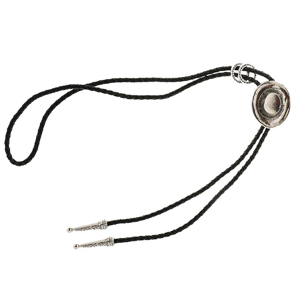 Punk Gothic Metal Hat Bolo Tie Western Cowboy Artificial Leather Necktie