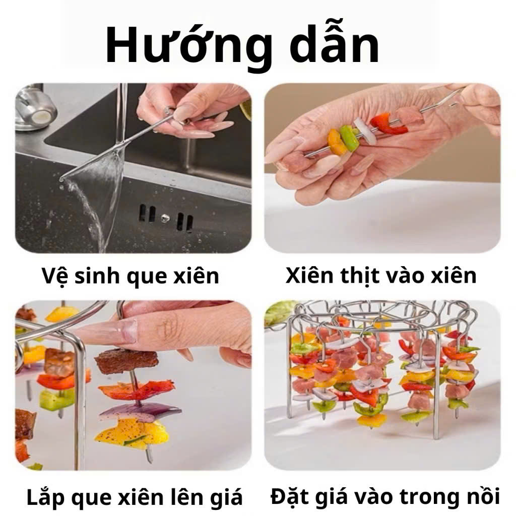 Giá Đựng Inox 24 Xiên Hình Tròn Dọc Cho Nồi Chiên Không Dầu - Chất Liệu Thép Không Gỉ - HÀNG CHÍNH HÃNG MINIIN