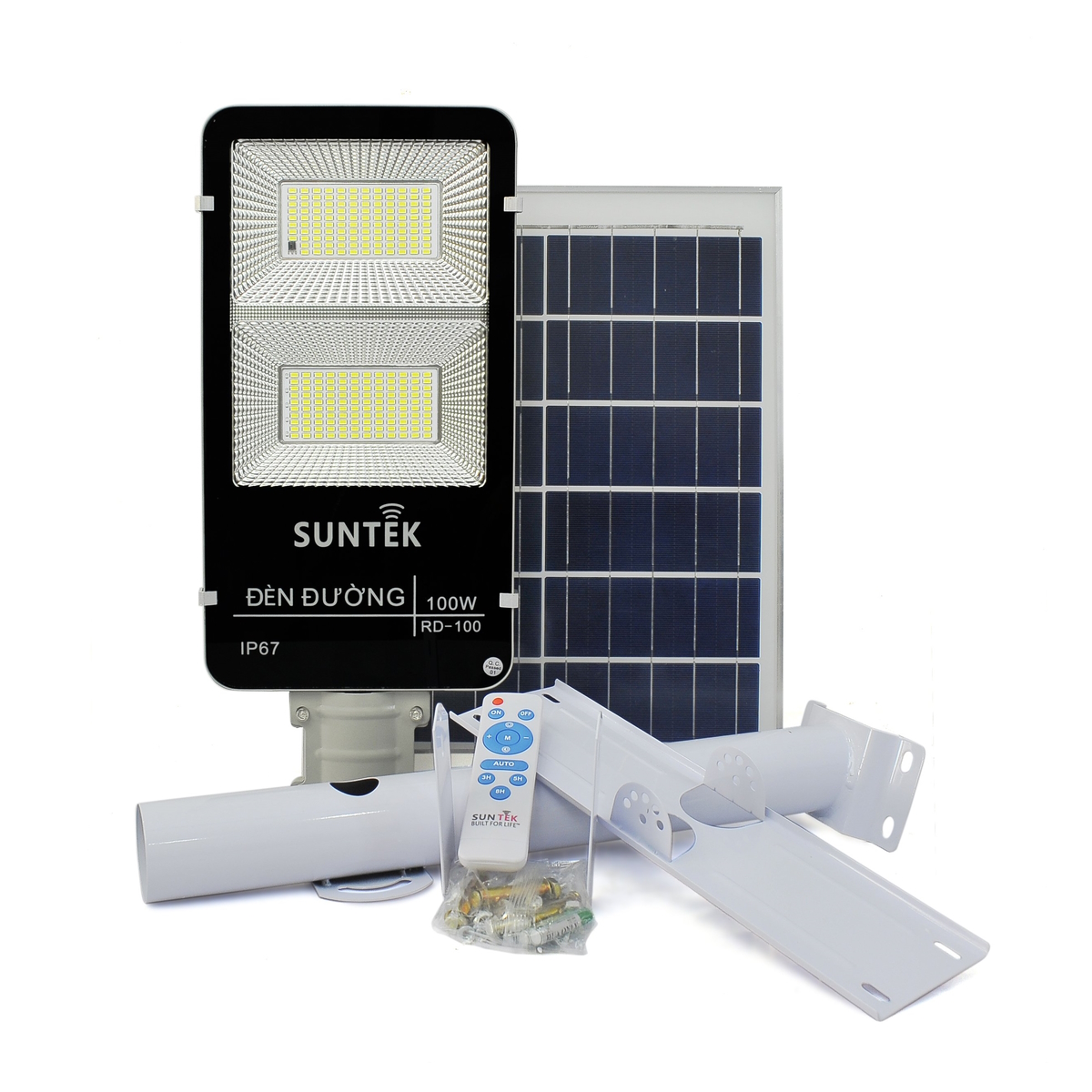 Đèn Đường Năng Lượng Mặt Trời SUNTEK Solar Street Light RD-100 100W - Sáng 12h liên tục | Tự động Bật/Tắt | Điều khiển Từ xa | Chống Bụi/Nước/Va đập/Sét - Hàng Chính Hãng - Bảo hành 18 tháng