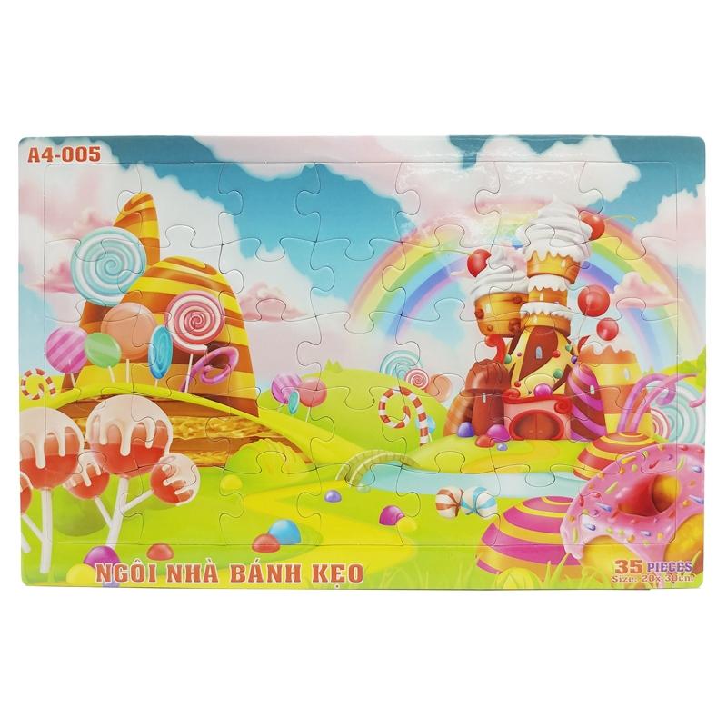 Bộ Xếp Hình Khổ A4 Puzzle Minh Châu 35-05 - Ngôi Nhà Bánh Kẹo (35 Mảnh Ghép)