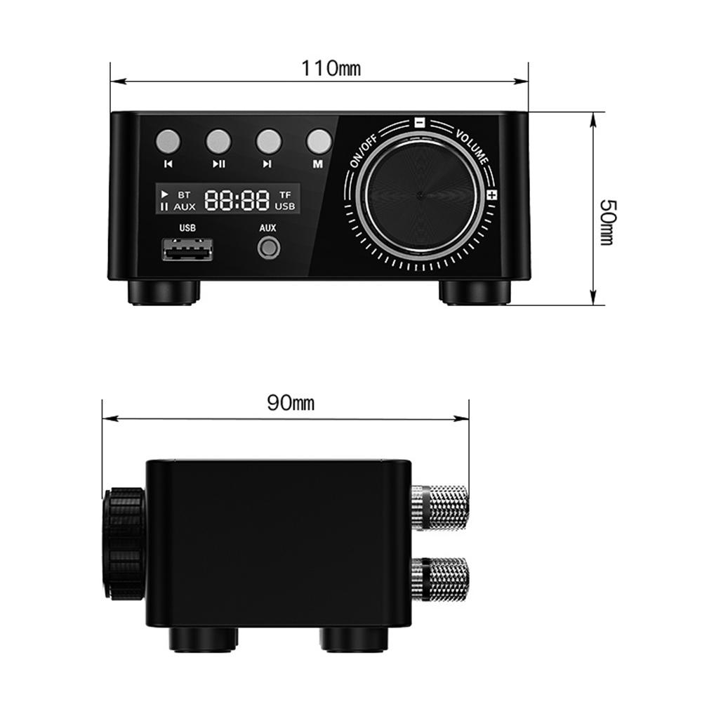 Bộ khuếch đại kỹ thuật số HIFI BT 5.0 Khuếch đại âm thanh nổi công suất nhỏ 100W stereo AMP USB cho gia đình - Màu bạc