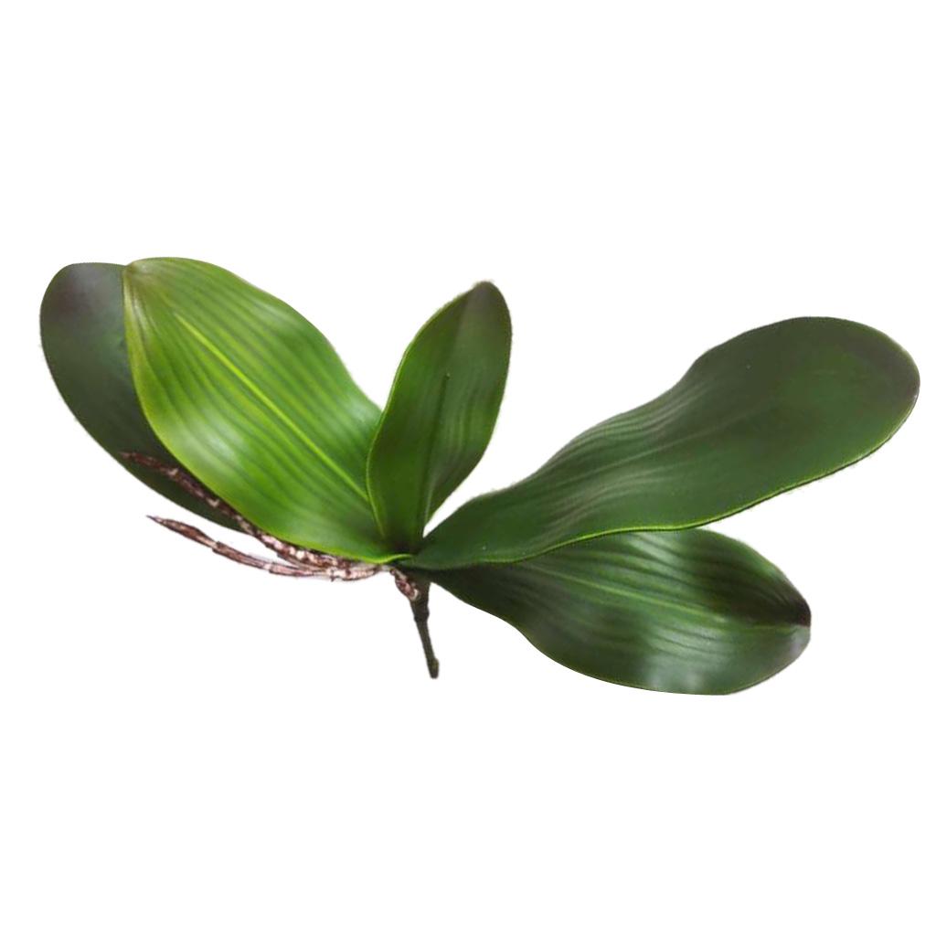3x Artificial Orchid Leaves Green Fake Plants Leaf Table Top Wedding Decor C