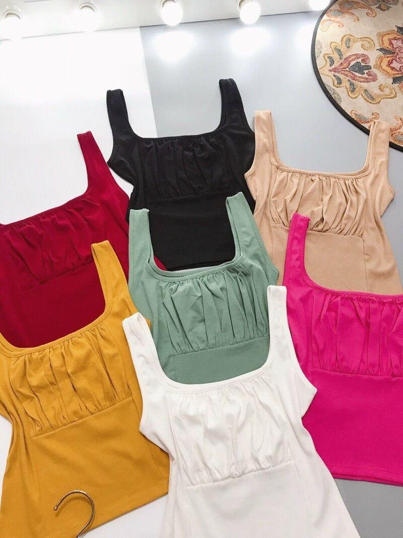 Áo 3 lỗ croptop rúm xinh nhiều màu