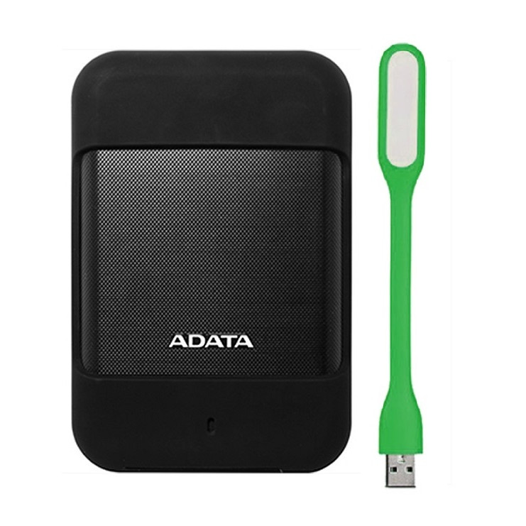 Ổ cứng di động 1TB/USB 3.0  chống sốc, chống nước ADATA HD700 (Đen) - Hàng Chính Hãng + Tặng Đèn Led