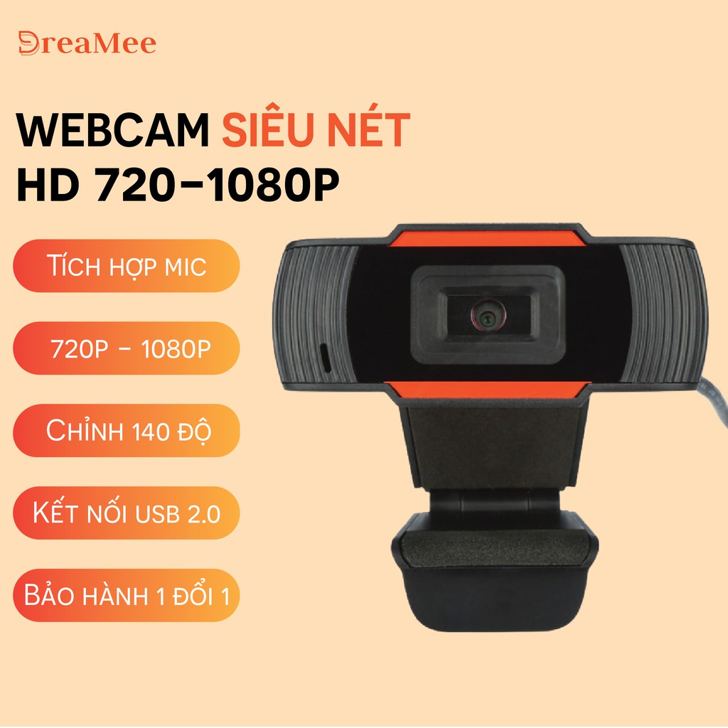 Webcam học online kẹp máy tính cao cấp, có mic, gọi video sắc nét full HD 1080p