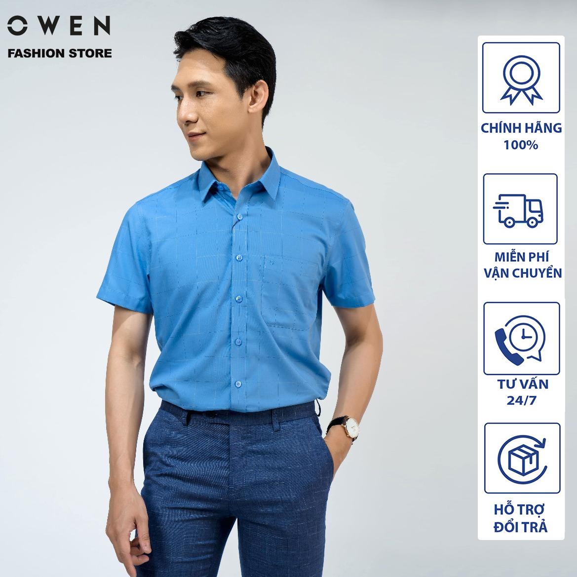 Áo Sơ mi Owen nam cộc tay dáng Regularfit sợi Sen mềm mịn mát Mã AR220088NT - 39