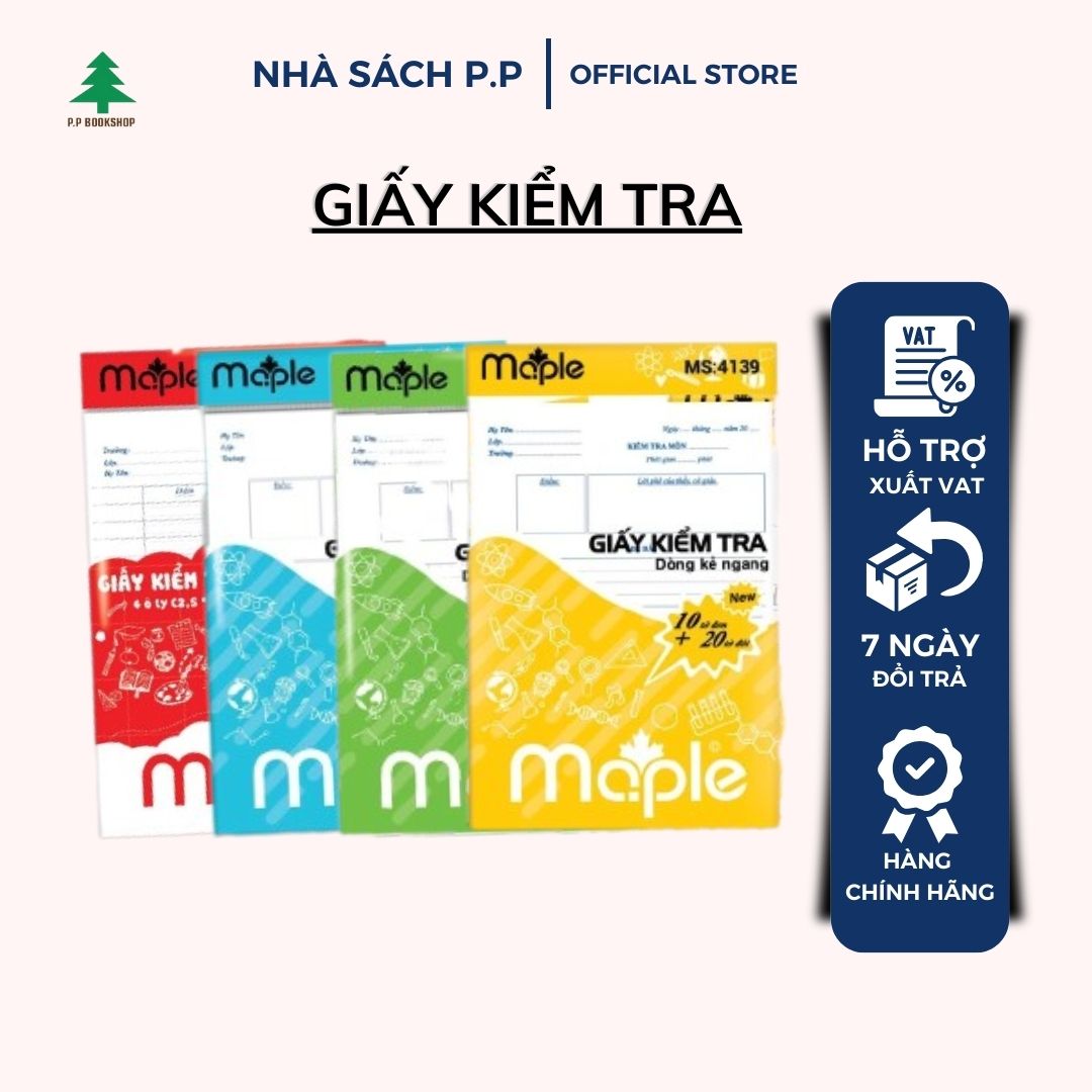 Giấy kiểm tra Oly/Kẻ ngang có chấm, không chấm Mc.ple dành cho học sinh - Giấy kiểm tra cấp 1, 2, 3