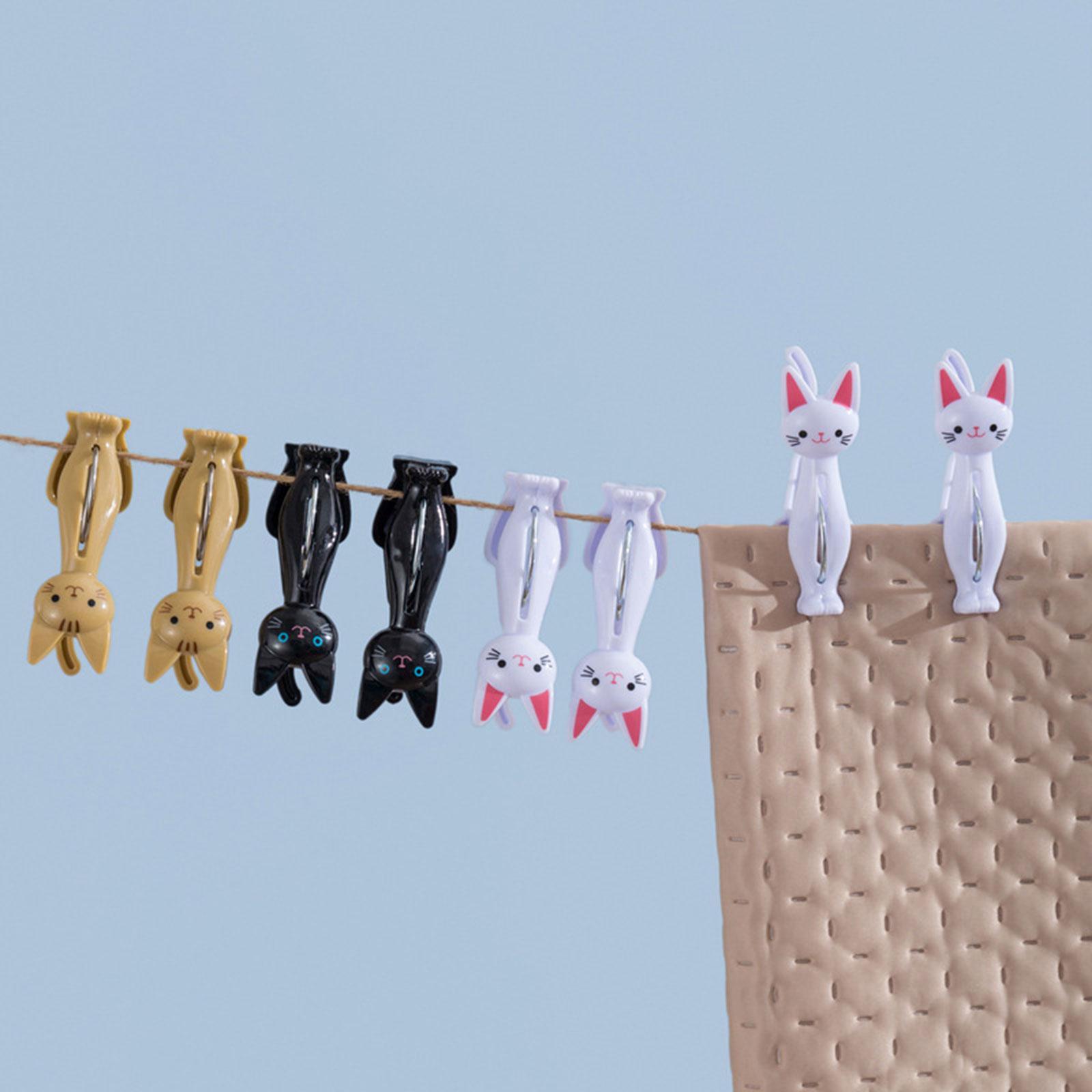 4x Cat Cartoon Clip Clothes Pin Durable Drying Rack Hanging Pegs Clamps for Laundry Camping
