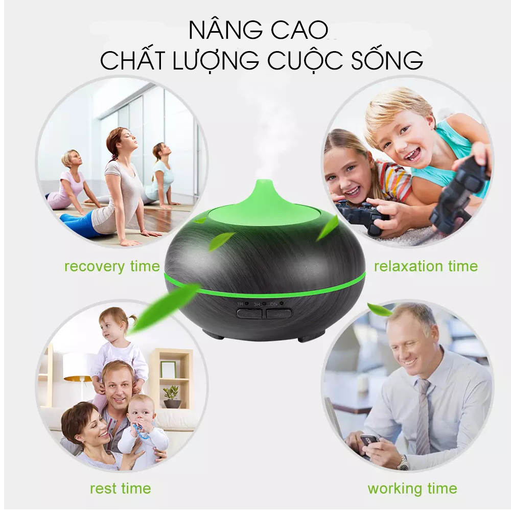 Máy Xông Tinh Dầu Hạnh Phúc HP-03 Giúp Khuếch Tán, Tỏa Hương Tinh Dầu, Tạo Độ Ẩm, Xông Phòng, Tặng Tinh Dầu Sả Chanh + Bạc Hà + Bưởi Hồng Hạnh Phúc (10ml)