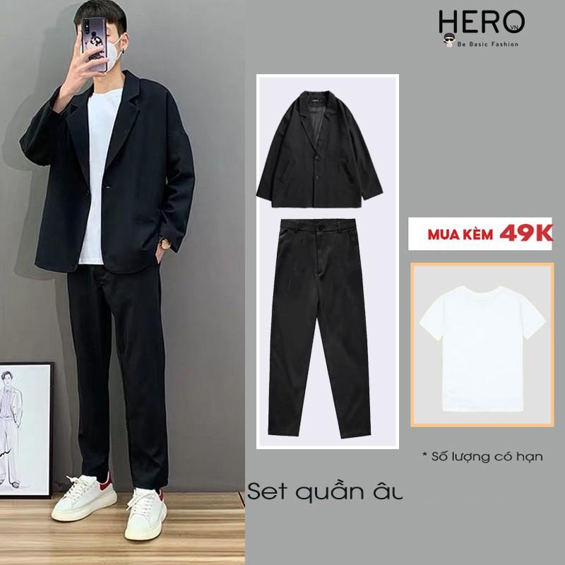 Set Blazer Nam, Áo Blazer Kèm Quần Âu Nam phong cách Hàn Quốc SET2