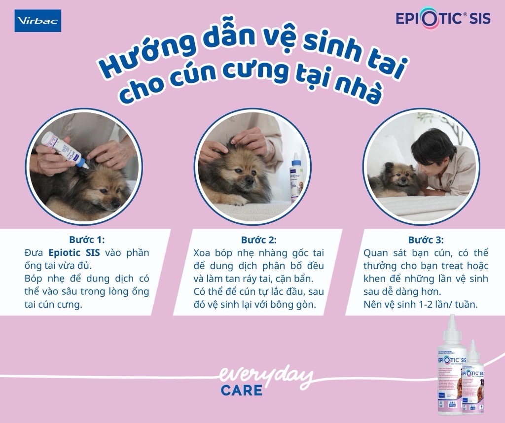 Dung dịch vệ sinh tai chó Epiotic (Virbac, Úc, mẫu mới)