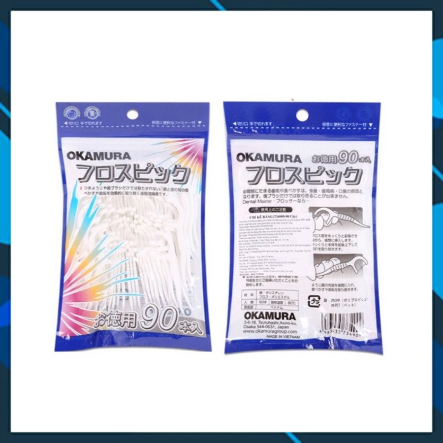 Combo 5 gói Tăm chỉ kẽ răng Okamura 90 cây/gói