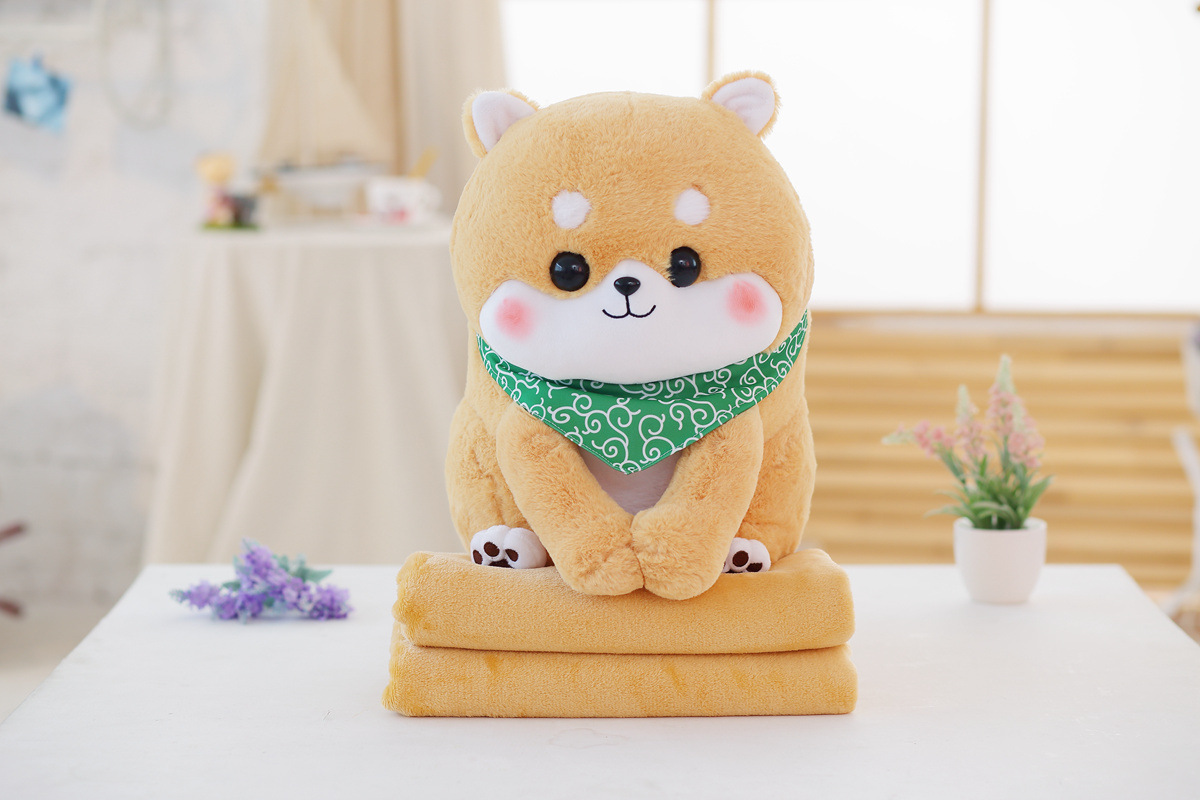 Combo Mền Gối Văn Phòng 3in1 Shiba Inu Vàng Siêu Đáng Yêu