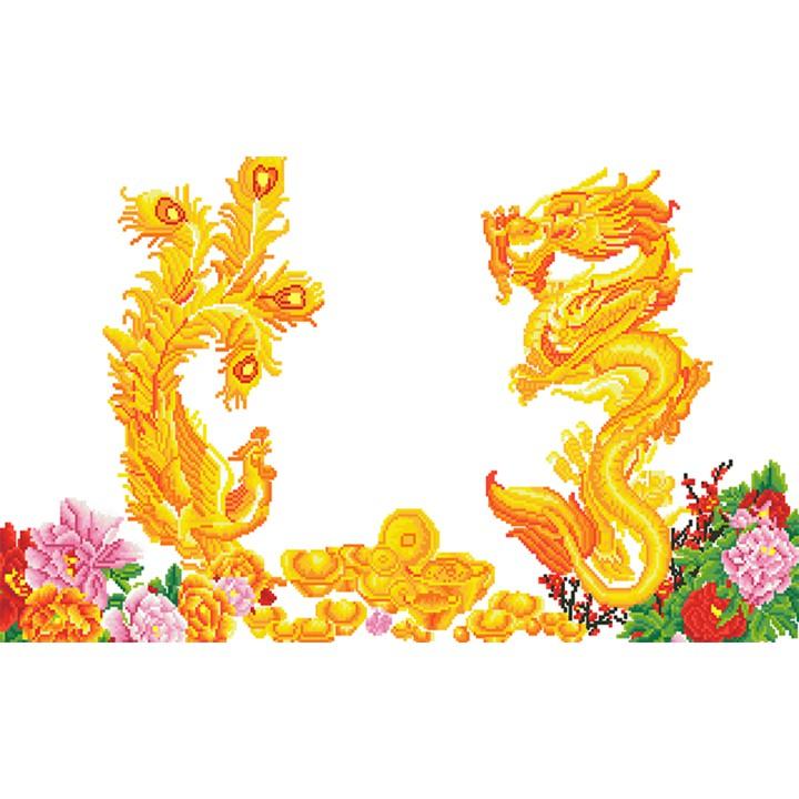 Tranh đính đá Long Phụng cát tường LV364 - chưa đính
