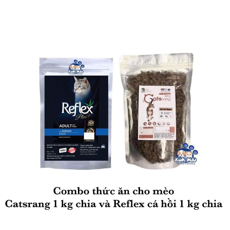 Combo 2 túi thức ăn cho mèo reflex plus cá hồi + catsrang