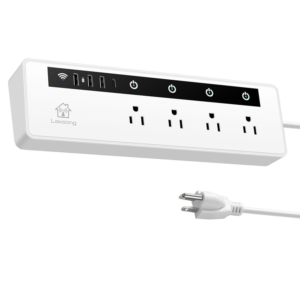 WiFi Smart Power Strip with 4 AC Outlets and 3 USB Ports US Plug