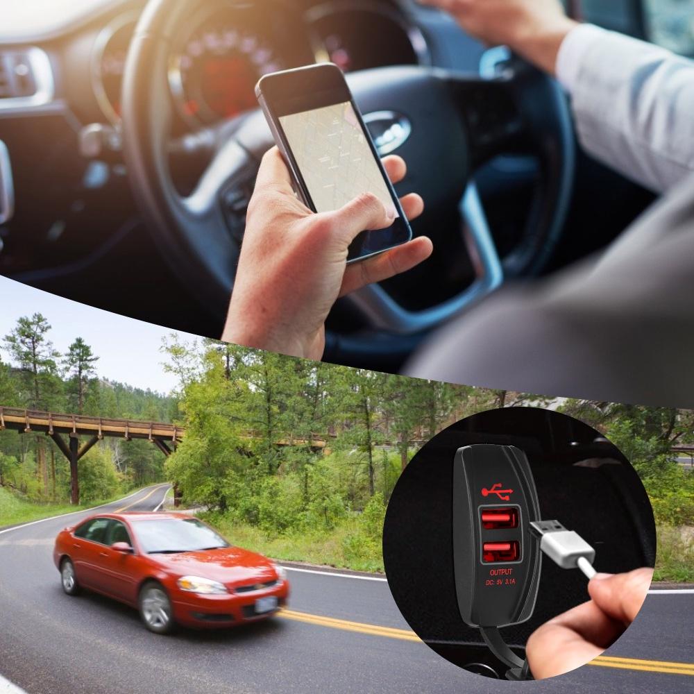 Tẩu sạc hai cổng USB 5V 3.1A chống nước chống bụi thông dụng cho xe hơi