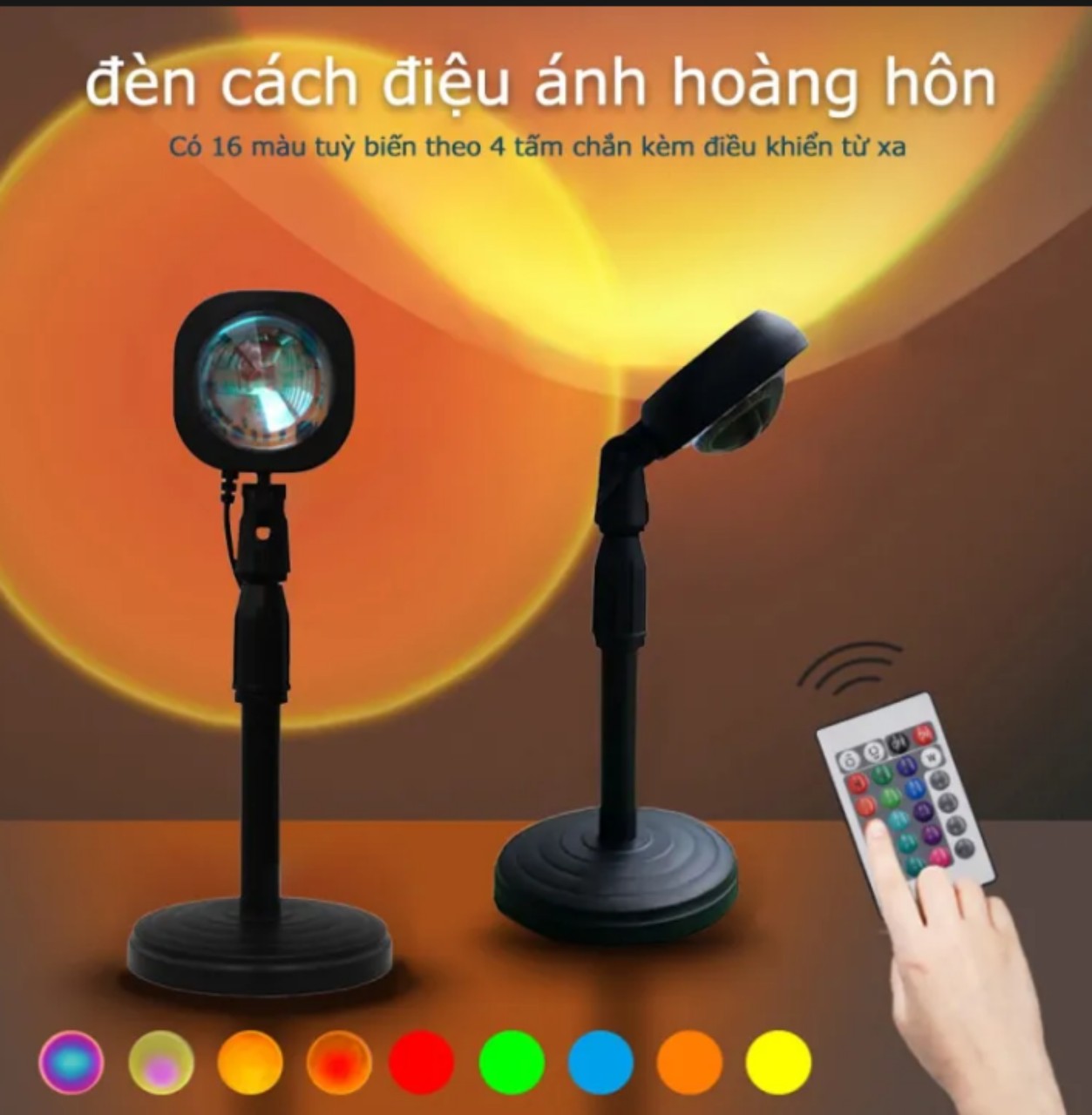 Đèn hoàng hôn có điều khiển từ xa thích hợp chụp ảnh quay phim sống ảo dùng trang trí phòng khách phòng ngủ rất đẹp