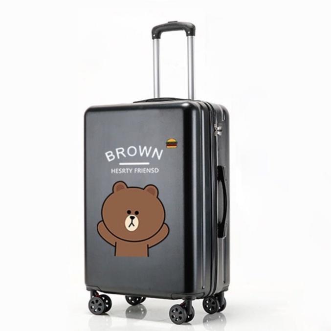 Vali Du Lịch In Hình Gấu BROWN L020 Dễ Thương Hình In Không Bong Tróc Chất Liệu Nhựa PC+ABS Dung Tích Lớn