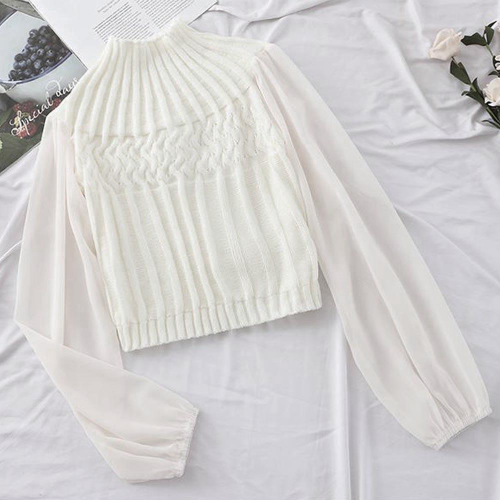 Áo dệt kim tay dài cổ tròn thiết kế thanh lịch cho phái nữ