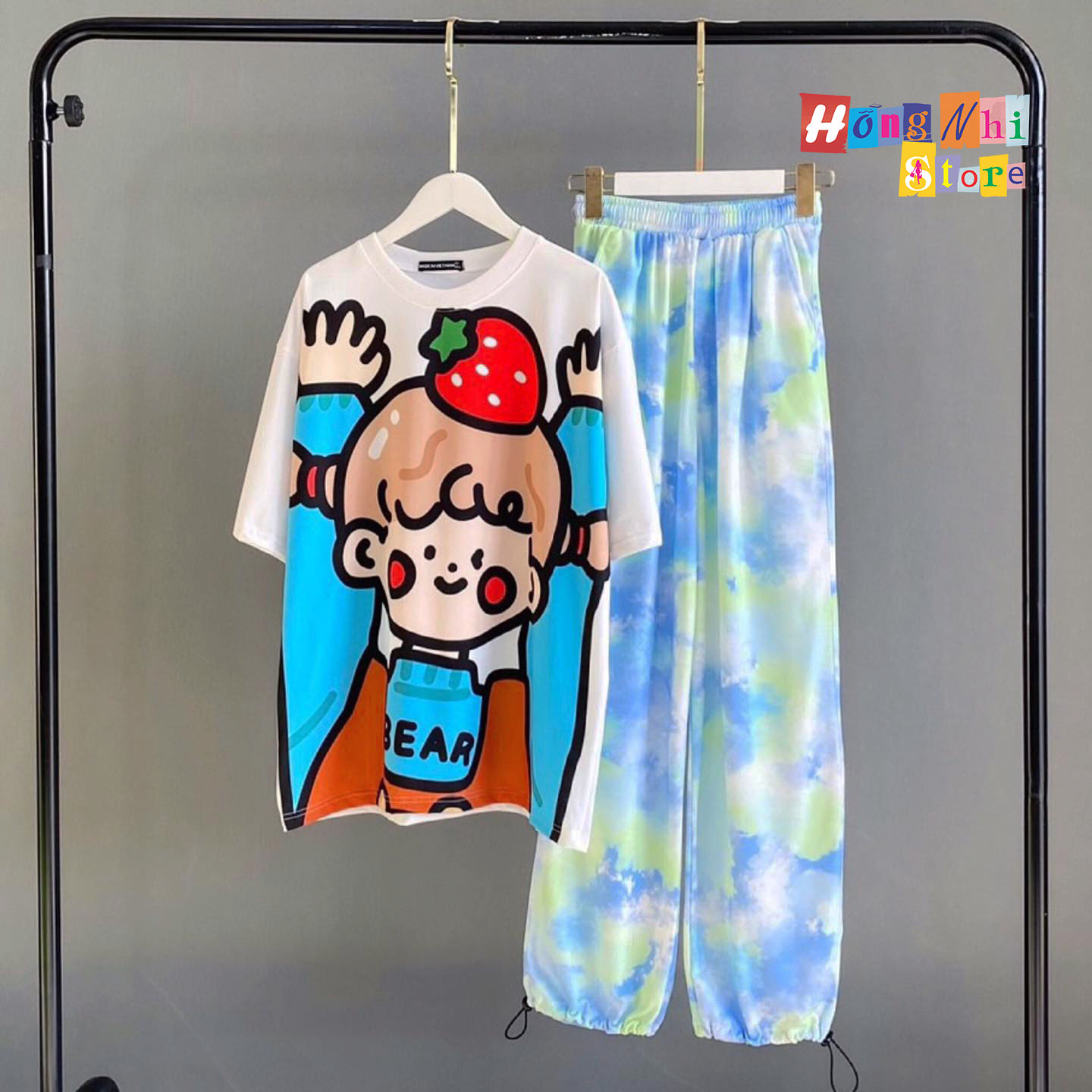 Quần Jogger 3D Ulzzang Unisex Jogger Loang Màu Dây Rút Lai Ống Rộng Xanh Bầu Trời V2 - MM