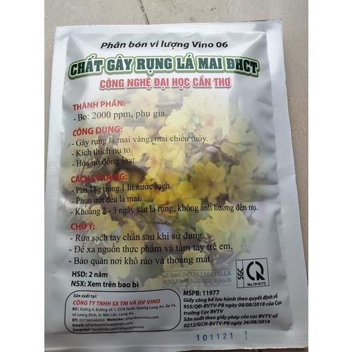 Phân bón vi lượng Vino 06 CHẤT GÂY RỤNG LÁ MAI ĐHCT - gói 180 gram