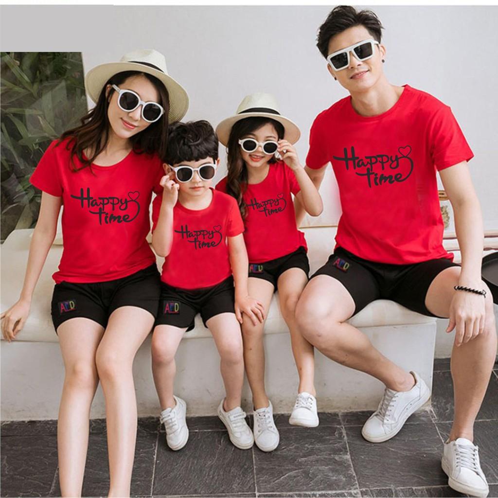 Áo nhóm, lớp, gia đình MÀU ĐỎ - HAPPY TIME {đủ size}