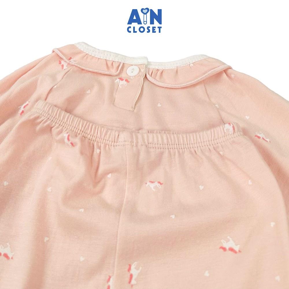 Bộ quần áo Dài bé gái họa tiết Ngựa Nhí Hồng thun cotton - AICDBGVP4LRB - AIN Closet