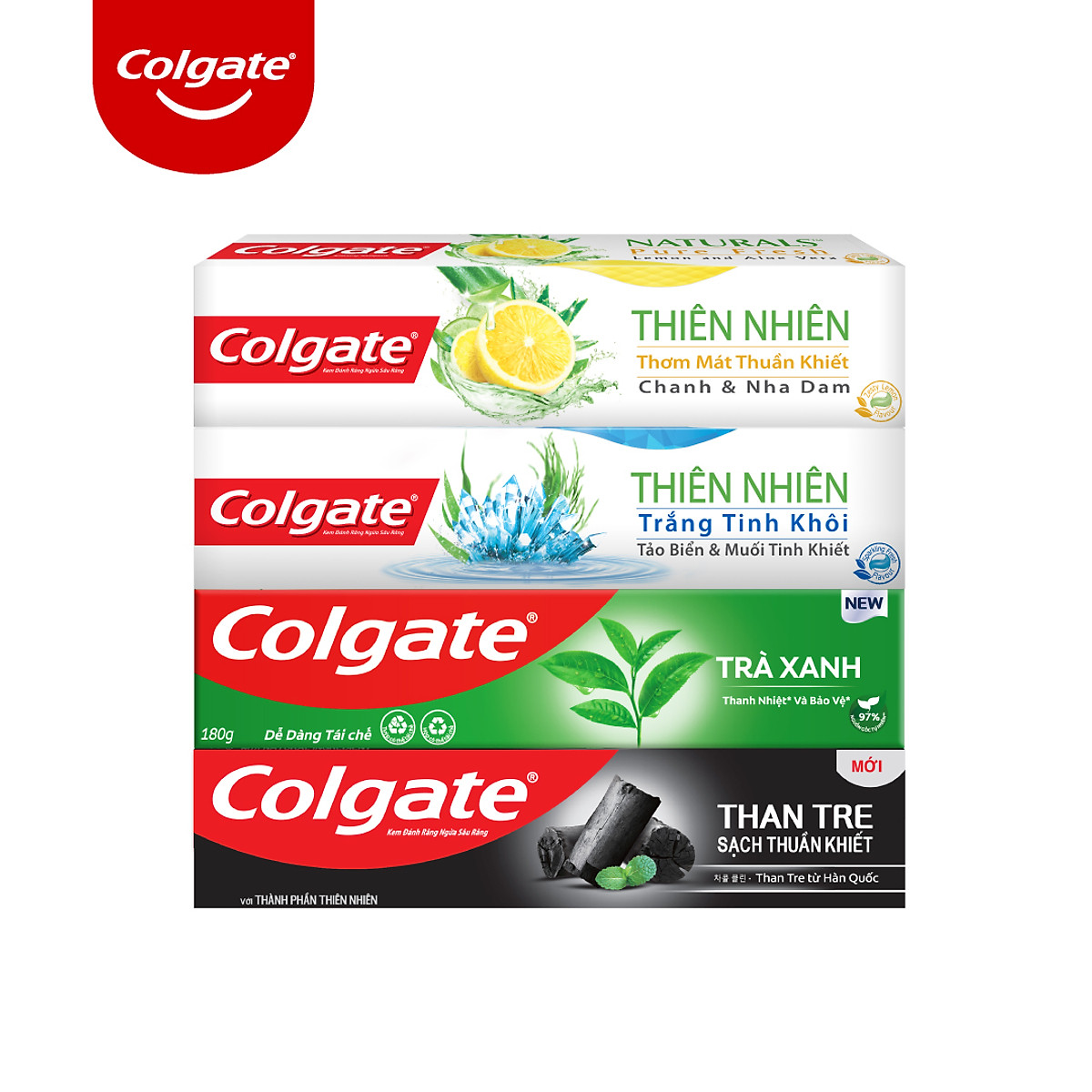 Combo 3 Kem đánh răng Colgate thiên nhiên thanh lọc từ Trà xanh thiên nhiên 180g/tuýp