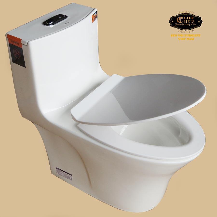 Bồn cầu 1 khối men sứ Nano tuyết, nắp đóng êm Eurolife EL-BC262