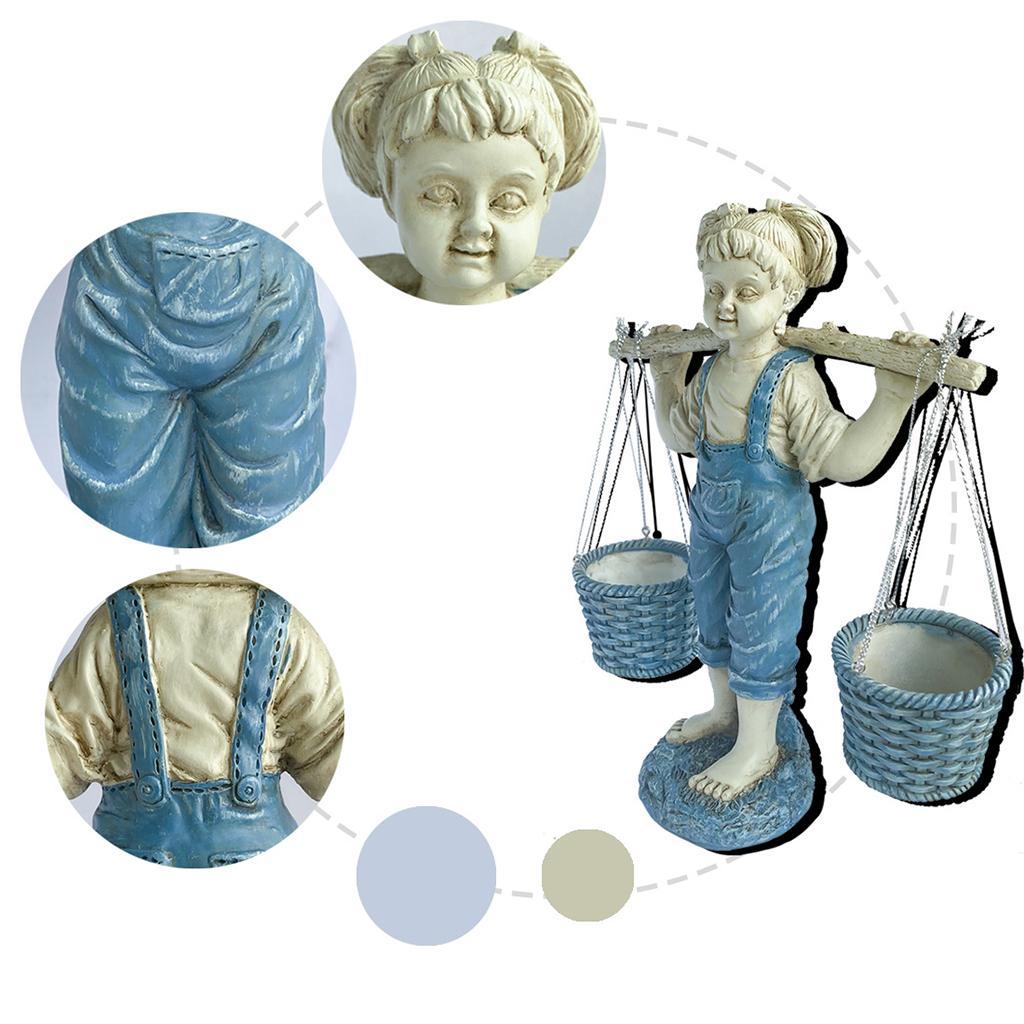 Little Statue Figurines Sculpture Lawn Planter Flower Yard Art