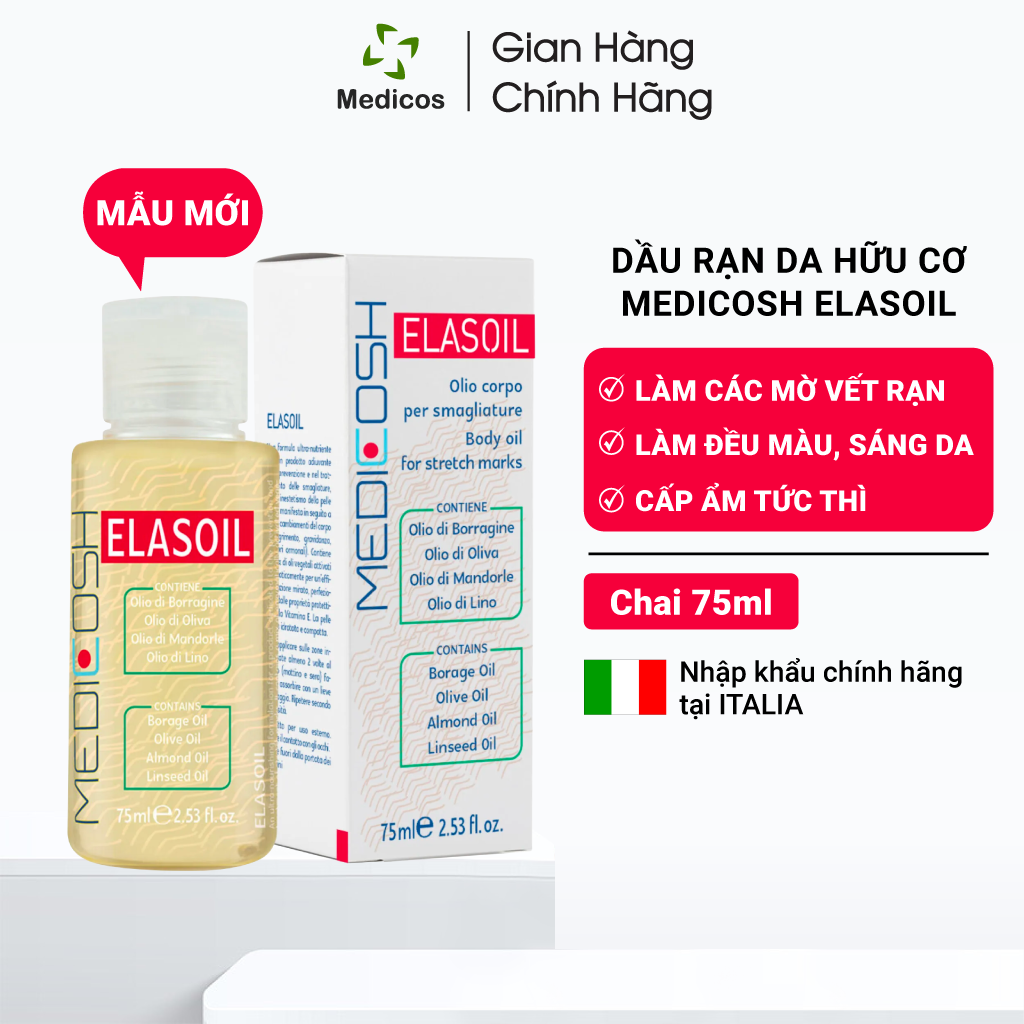 Dầu Rạn Da Cho Bà Bầu, Sau Sinh Medicosh Elasoil 75ml