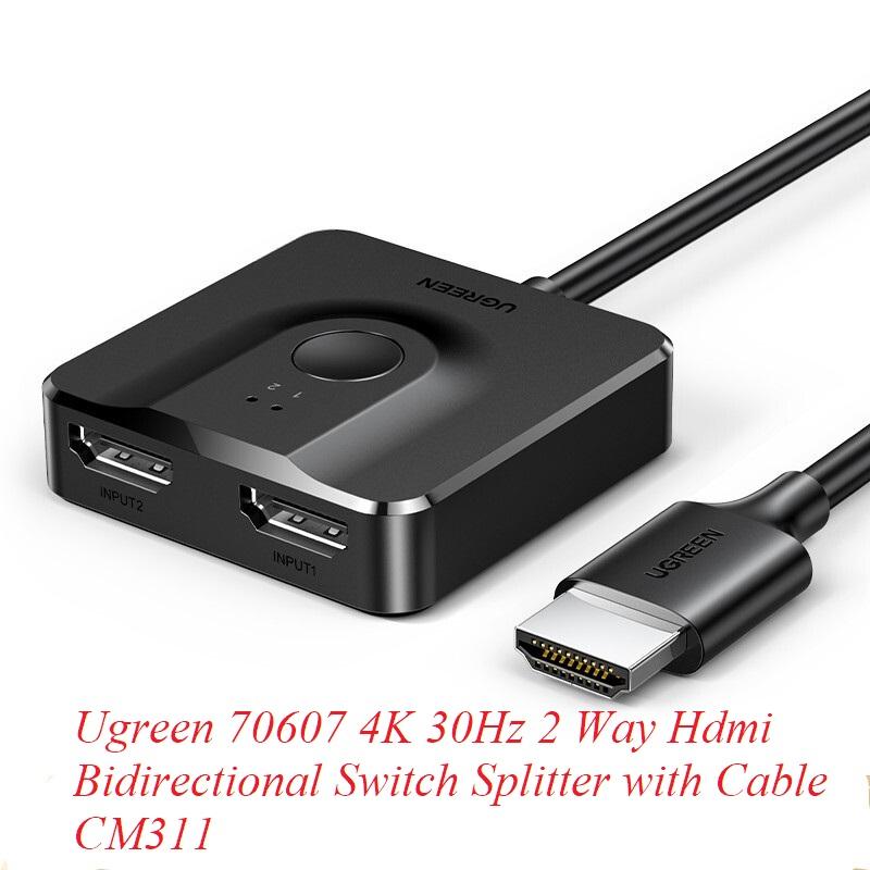 Ugreen UG70607CM311TK 4K 30Hz 2 Way Hdmi Bidirectional Switch Splitter with Cable - HÀNG CHÍNH HÃNG