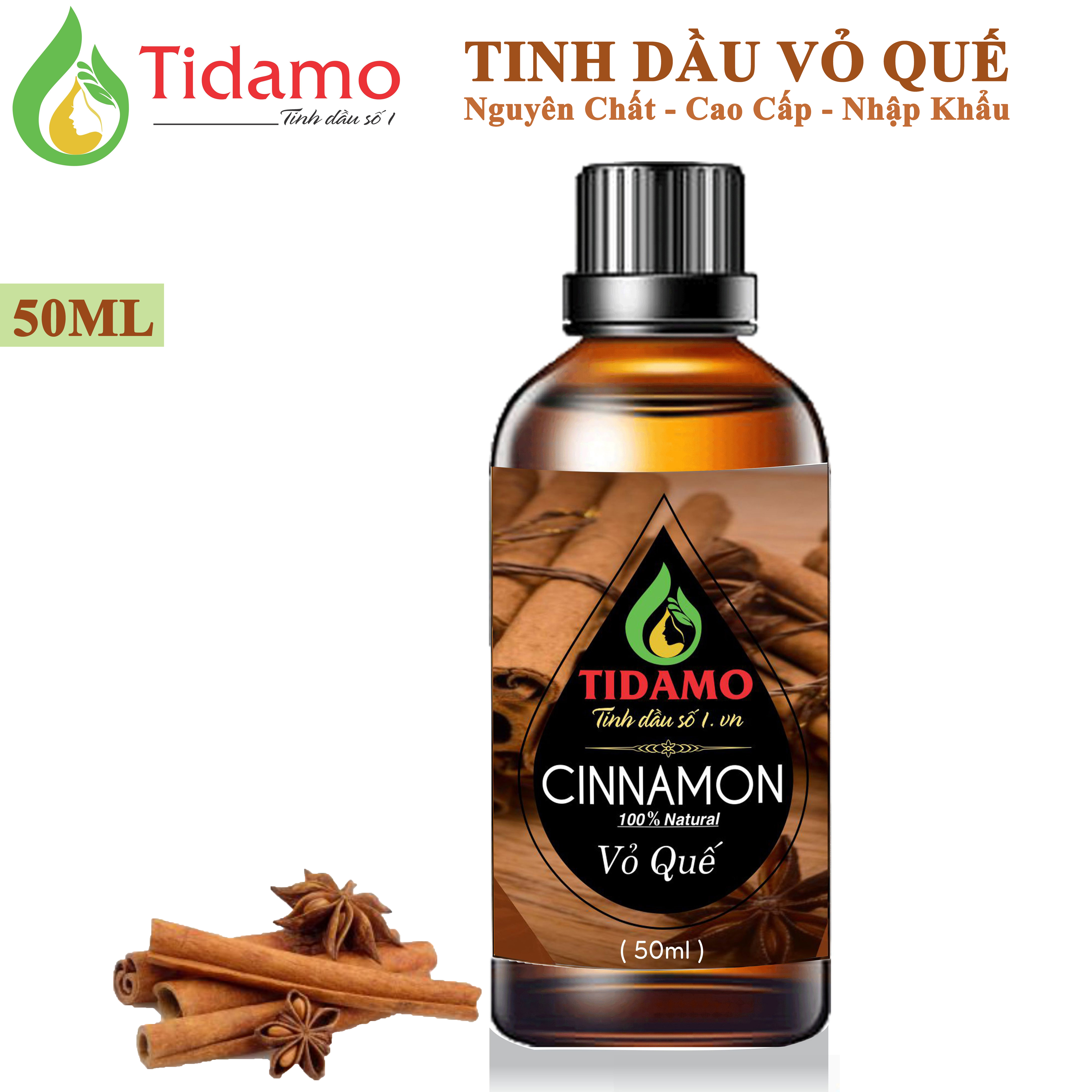 Combo 2 Tinh Dầu Sả Chanh 50ML + Tinh Dầu Vỏ Quế 50ML Nguyên Chất Nhập Khẩu - Tinh Dầu TIDAMO Xông Phòng Giúp Thư Giãn, Thơm Phòng, Bảo Vệ Sức Khỏe và Đuổi Muỗi