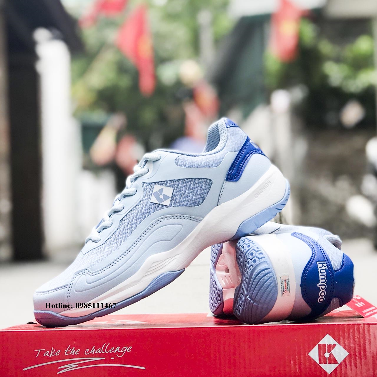 Giày cầu lông, bóng chuyền Kumpoo G10 mầu xanh đủ size 36-44