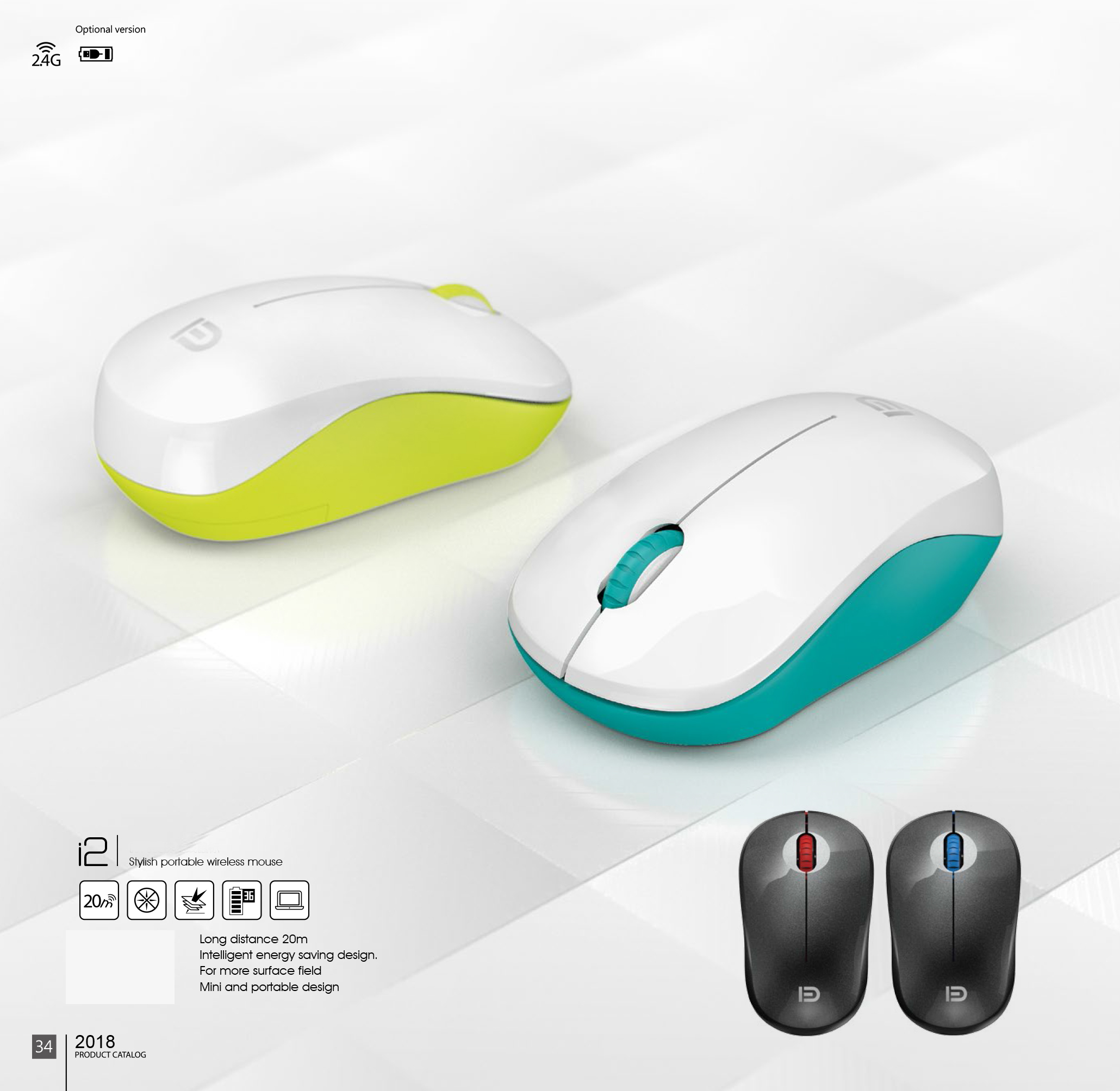 Chuột không dây Wireless FD i2 thiết kế nhỏ gọn, tiện dụng, màu sắc đa dạng, pin dùng tới 12 tháng - Hàng Chính Hãng