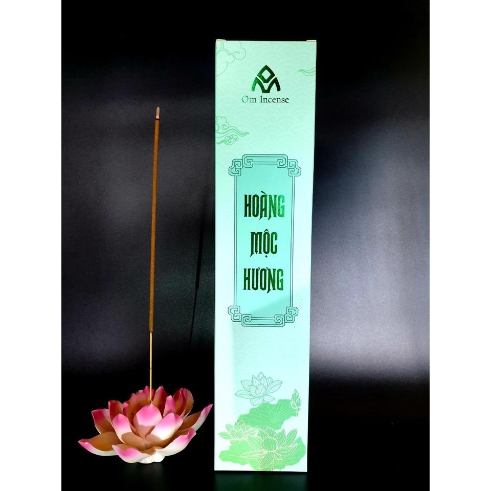 01 Hộp Nhang Thảo Mộc Hoàng Mộc Hương - Om Incense - Nhang sạch Quế Trà Bồng - Chiều dài 30cm - Tăm tre không nhuộm màu