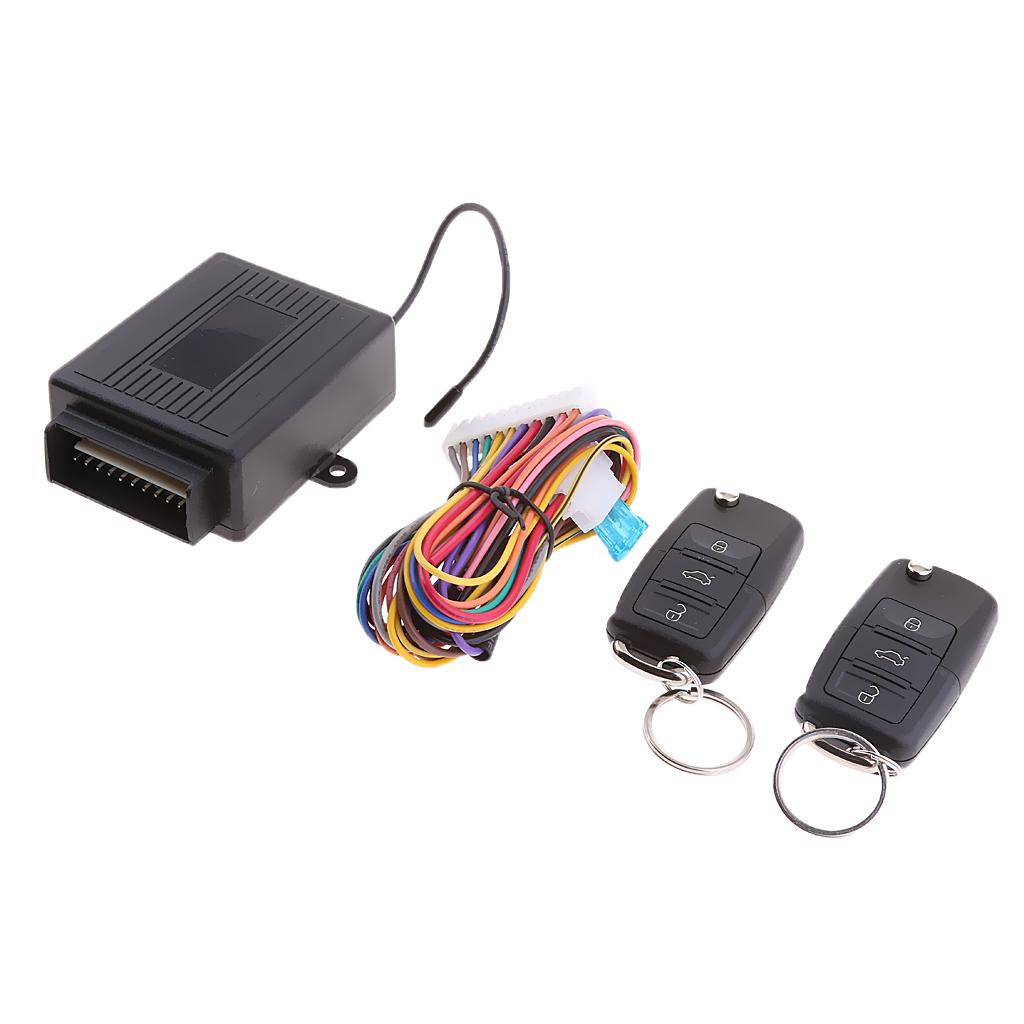 Car Keyless Entry System with Two 3-Button Remote Control Blank Keys for VW