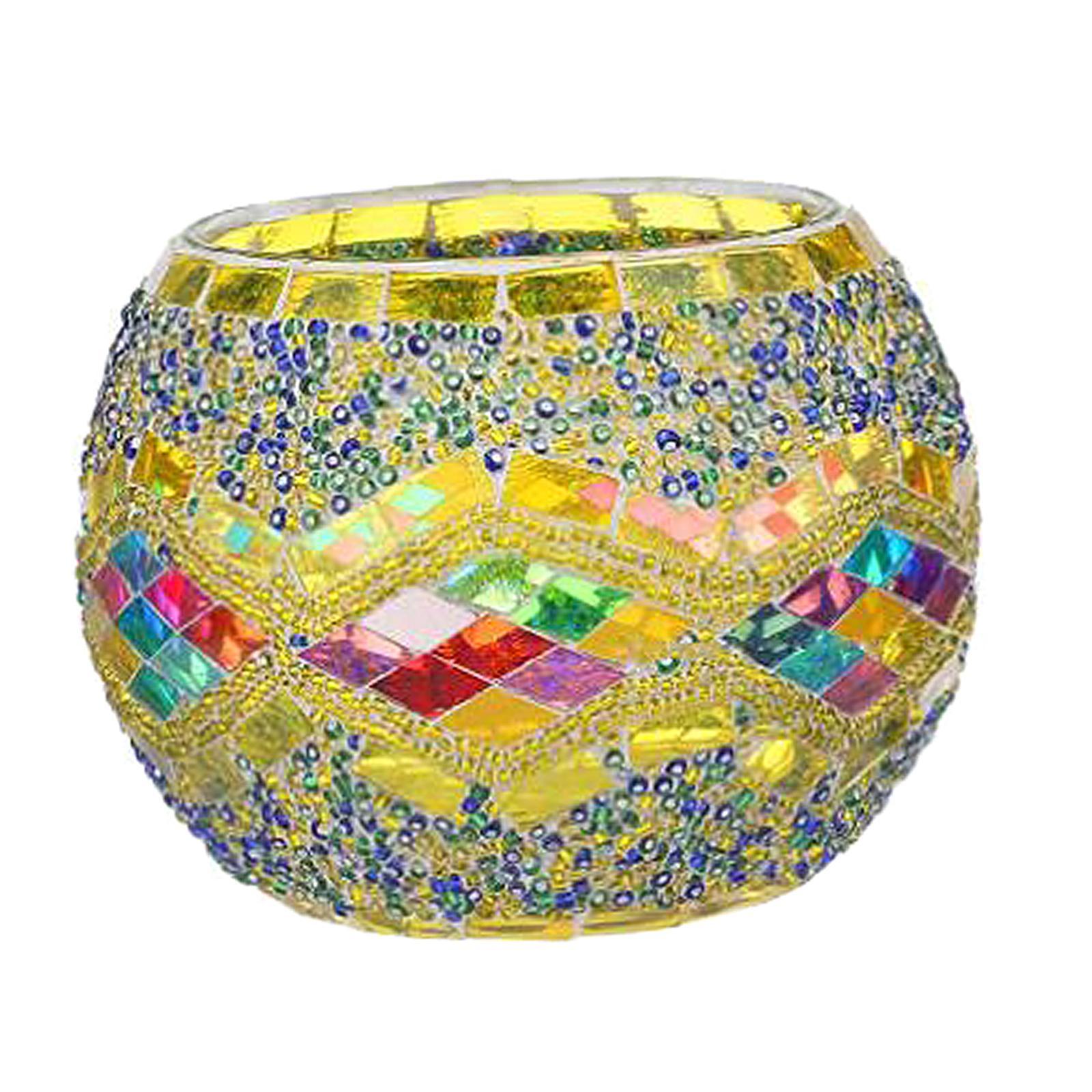 European Mosaic Glass Tea Light Holder Romantic Glass Candle Holder for