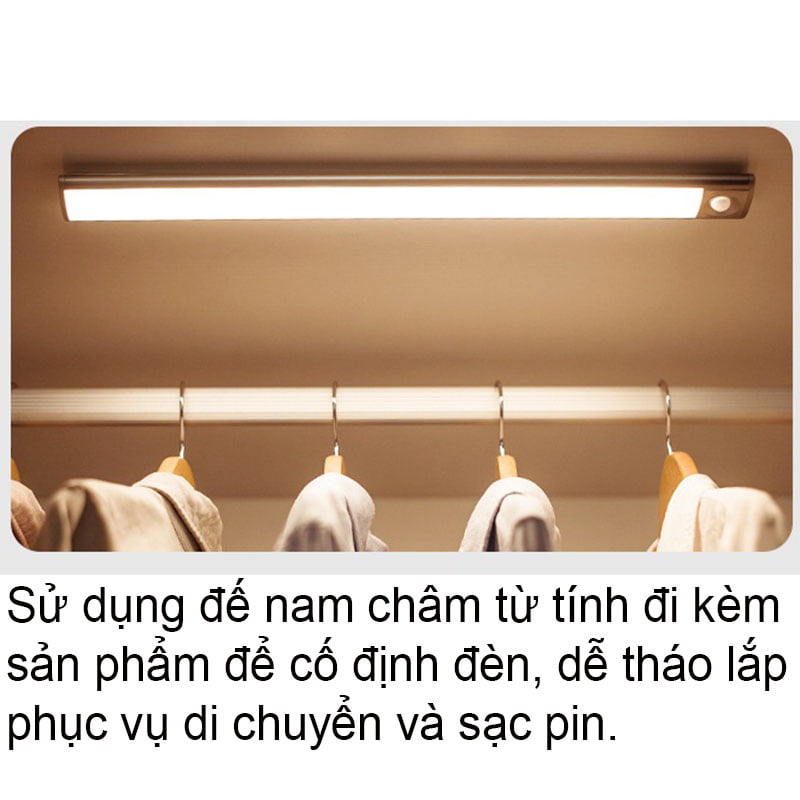 Đèn Led Tủ Bếp Cảm Ứng Vỏ Nhôm Cao Cấp Dùng Pin Sạc HM-AL