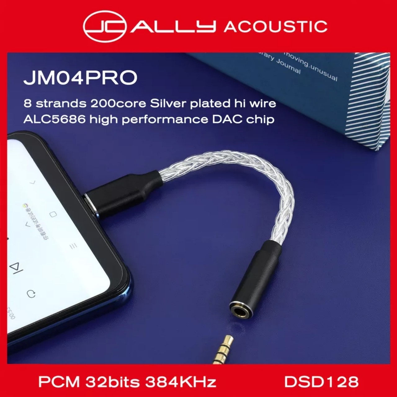 Cáp chuyển DAC Type C sang 3.5mm JCALLY JM04Pro, Chip Realtek ALC5686 chất lượng cao, hỗ trợ 32 bit/ 384 Khz - Hàng chính hãng