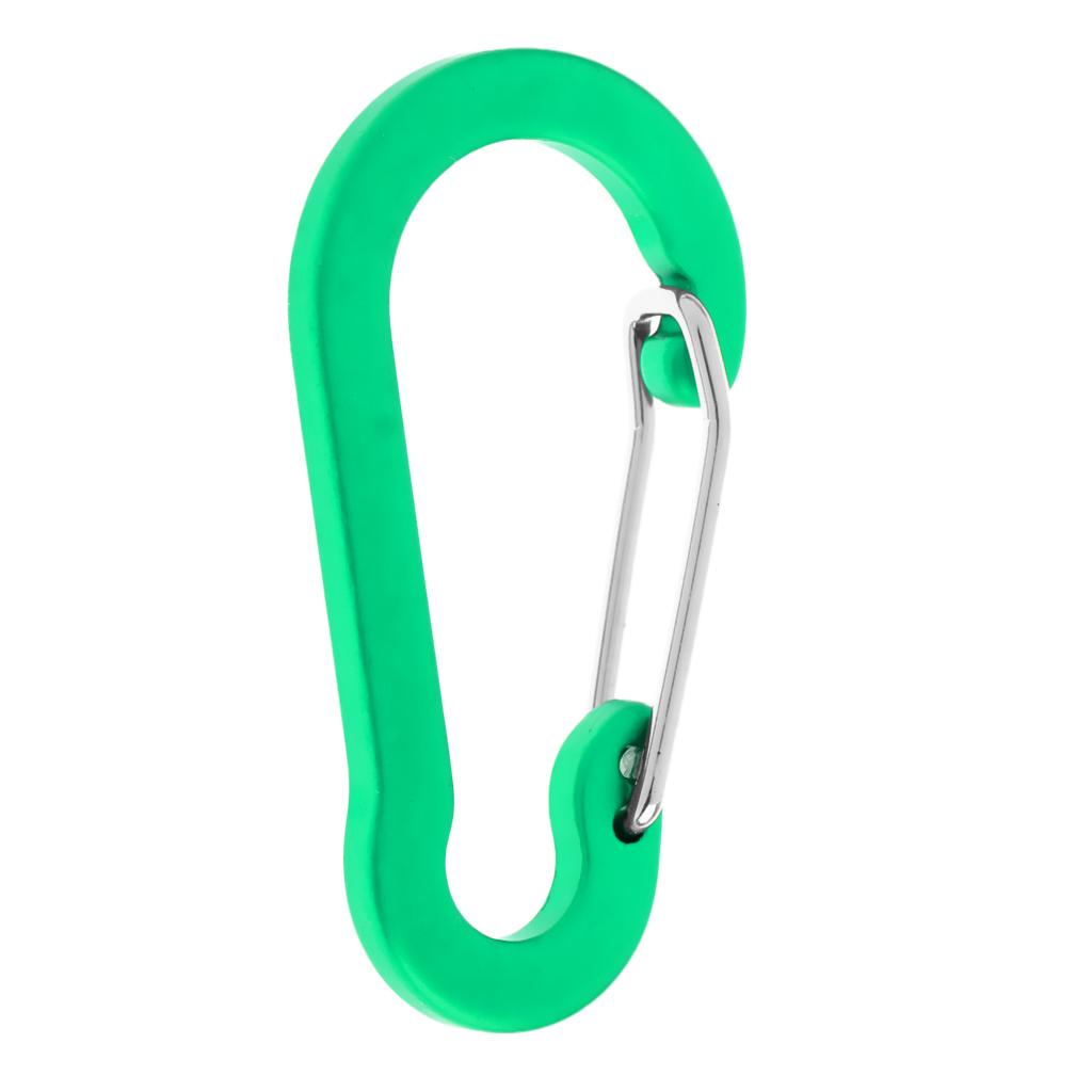 6 Pieces 2" D Shape Aluminum Carabiner Spring Snap Hook Clip for Keychain, Camping, Fishing, Hiking, Traveling, Assorted Colors