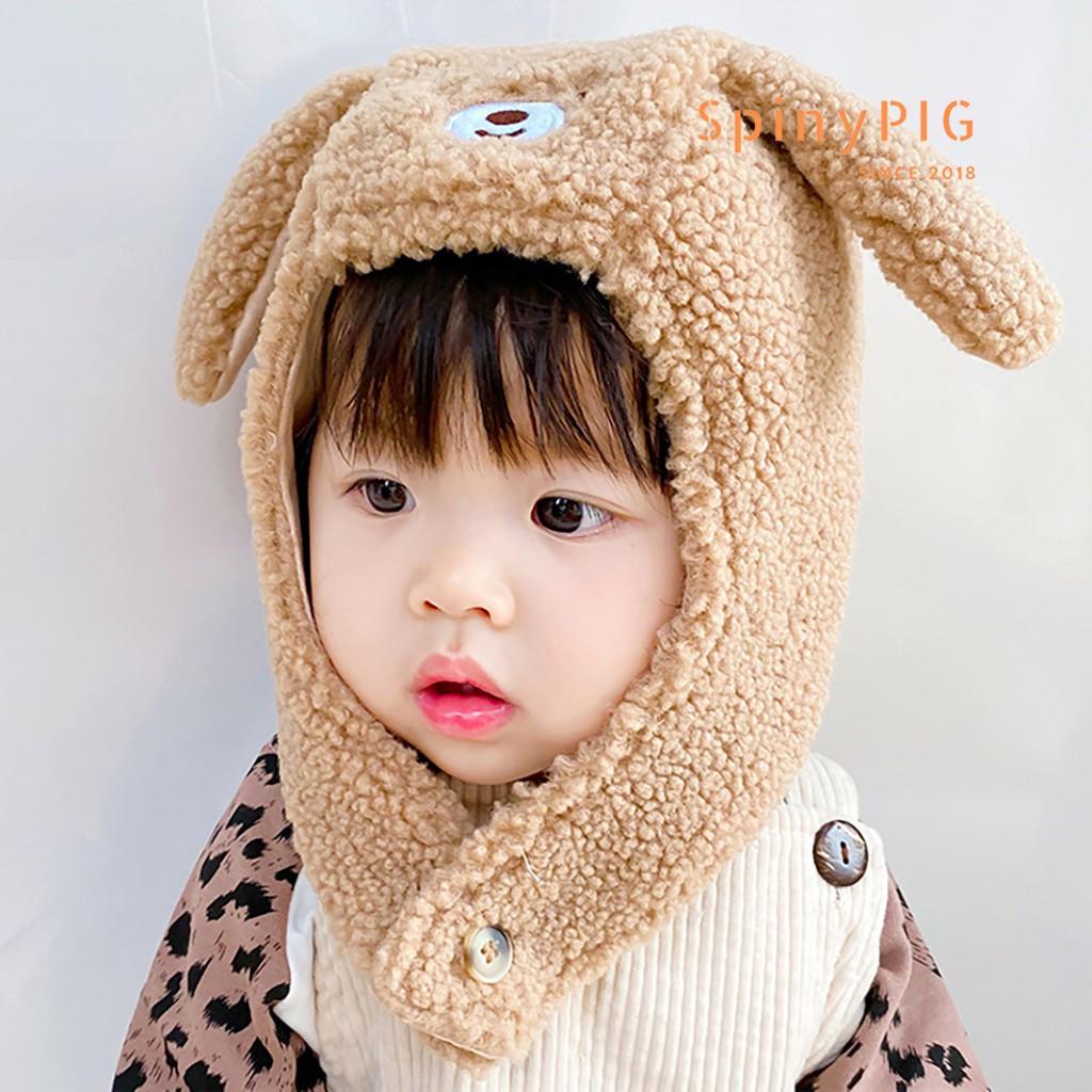 Mũ lông mùa đông cho bé thiết kế tai thỏ vô cùng dễ thương
