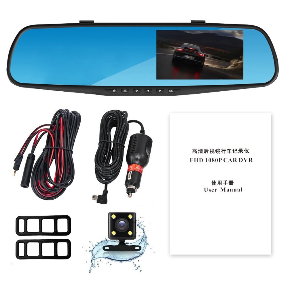 Camera Hành Trình Tích Hợp Gương Chiếu Hậu Blackbox HDR Tặng Kèm Camera Lùi Cao Cấp AZONE