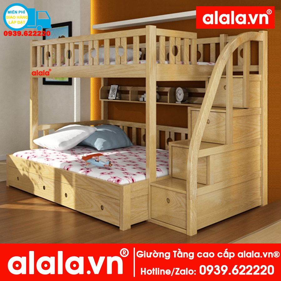 Giường tầng ALALA104 ( trên 1m, dưới 1m2 ) - Thương hiệu ALALA - Za.lo: 0939.622220