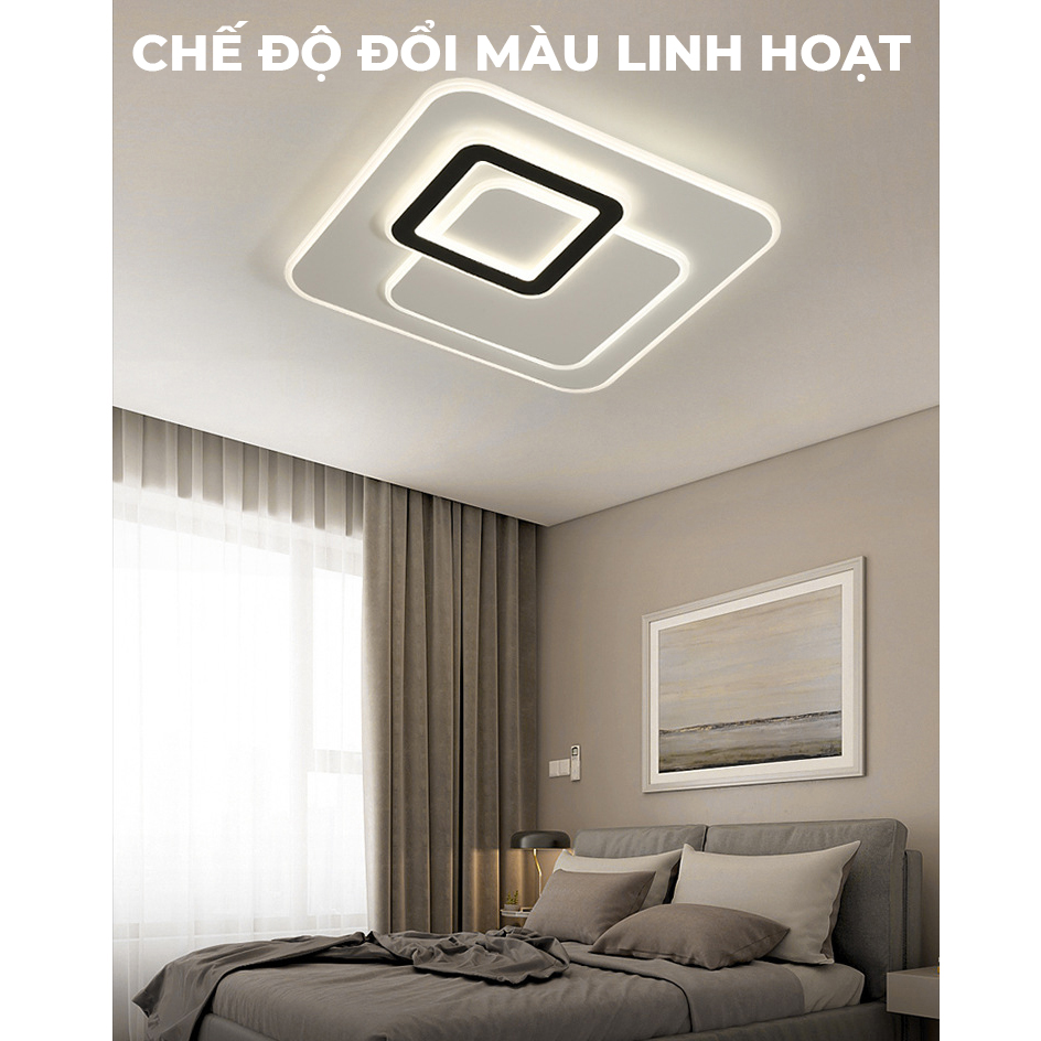 Đèn led ốp trần trang trí phòng khách, phòng ngủ, có thể chuyển 3 màu và điều chỉnh cường độ sáng bằng điều khiển từ xa