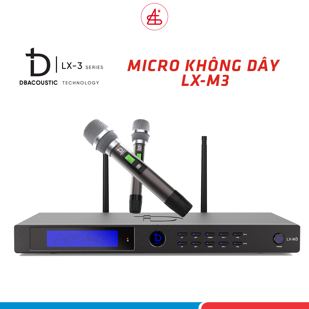 mic không day dBacoustic LX-M3, mic có khả năng thu sóng xa 40m, chống hú và hỗ trợ chức năng tự ngắt cùng cảm biến gia tốc, hàng chính hãng