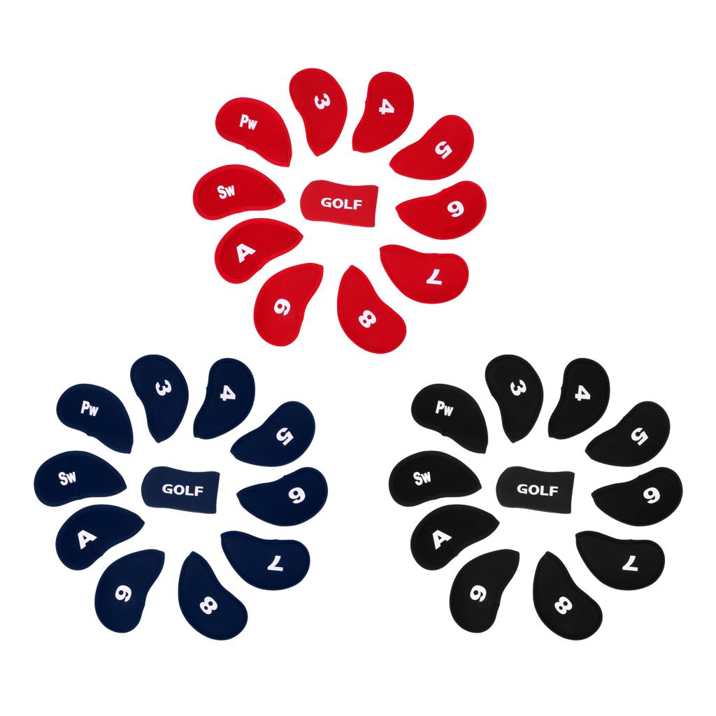 10pcs Neoprene Golf Iron Head Covers+1 Pcs Golf Putter Headcovers Set Red