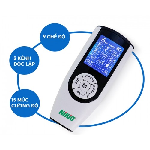 Máy Massage Xung Điện Nikio NK-103 - 2 Kênh Matxa Độc Lập , 4 Miếng Dán Mát Xa Toàn Thân, 9 Chế Độ, 15 Cường Độ Tùy Chỉnh, Pin Sạc Tiện Lợi