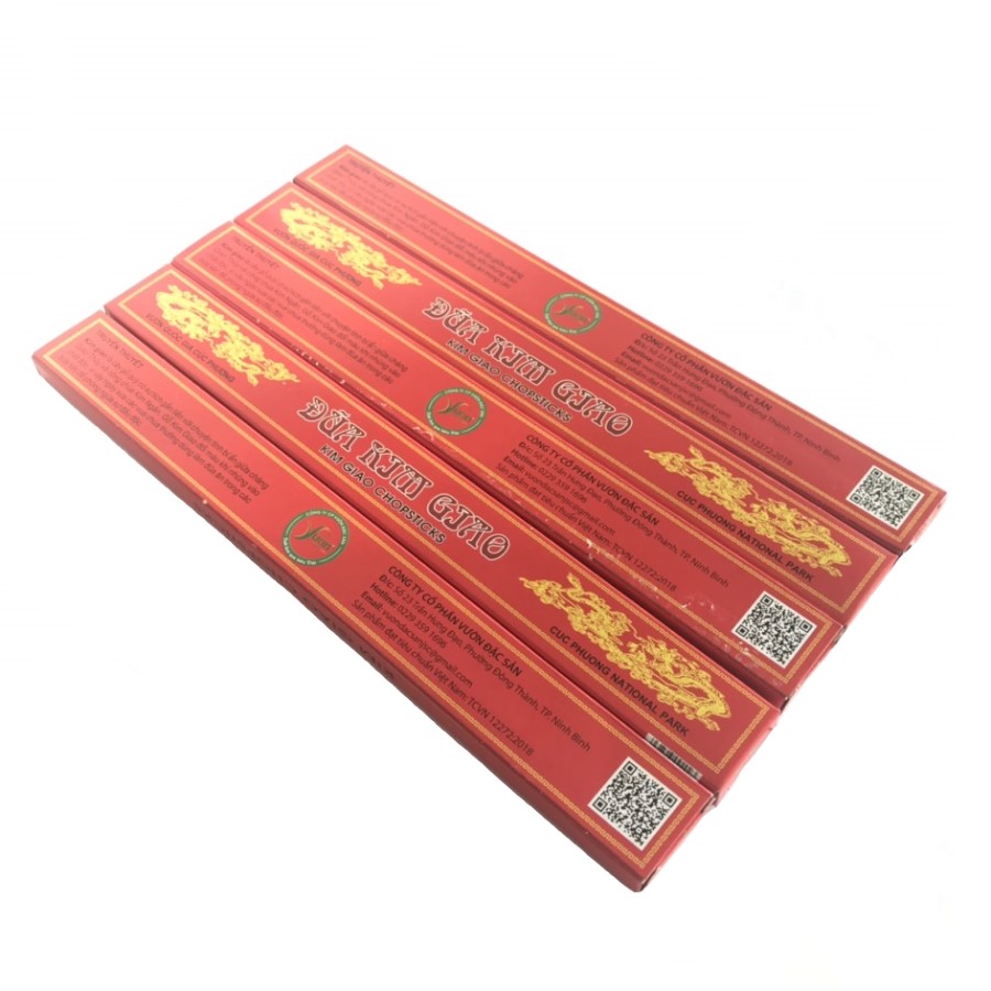Hộp 10 đôi Đũa gỗ Kim Giao (Dài 27cm) 100% tự nhiên - Món quà quý đến từ rừng Cúc Phương Ninh Bình